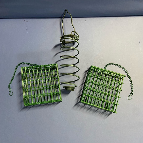 Lot of 3 Hanging Metal Feeders: 2 Suet & Seed Cake Birds & Corn Cob Squirrels - Picture 1 of 2